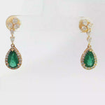 Load and play video in Gallery viewer, 18KT Yellow Gold Emerald &amp; Diamond Drop Earrings
