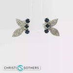 Load and play video in Gallery viewer, 14KT White Gold Sapphire &amp; Diamond Butterfly Pushback Studs
