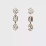 Load and play video in Gallery viewer, 14KT Yellow Gold Multi-Stone Diamond Drop Earrings with Lab-Grown Diamonds (4.23 cttw)
