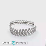 Load and play video in Gallery viewer, 18KT White Gold Diamond Leaf Bangle (2.59 cttw diamonds)
