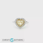 Load and play video in Gallery viewer, 14KT Yellow &amp; White Gold Heart-Shaped Fancy Yellow Diamond Ring with Lab-Grown Diamonds (1.535 cttw)