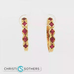 Load and play video in Gallery viewer, 18KT Yellow Gold Ruby Hoop Earrings
