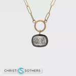 Load and play video in Gallery viewer, 14KT Yellow Gold Cushion Bezel Necklace with Lab-Grown Diamond Pendant (2.10 ct)