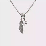 Load and play video in Gallery viewer, 14KT White Gold state of Israel &amp; MagenDavid pendant
