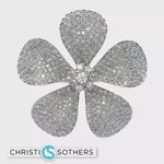 Load and play video in Gallery viewer, 14KT White Gold Diamond Floral Brooch
