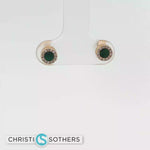 Load and play video in Gallery viewer, 14KT Yellow Gold Emerald &amp; Diamond Pushback Stud Earrings
