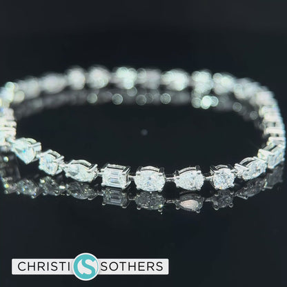 14KT White Gold 6.00ct Lab Multi‑Shape Diamond Tennis Bracelet