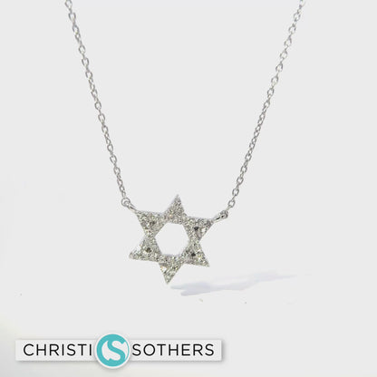 14KT Gold Magen David with Studded Chain