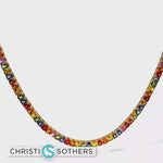 Load and play video in Gallery viewer, 18KT Yellow Gold Rainbow Sapphire Tennis Necklace (55.48 CTTW)
