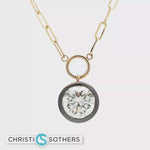 Load and play video in Gallery viewer, 14KT Yellow Gold Bezel Necklace with  Lab-Grown Round Brilliant Diamond (5.09 ct)
