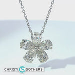 Load and play video in Gallery viewer, 14KT White Gold 1.90ct Lab Pear Diamond Flower Necklace
