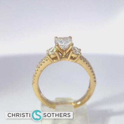 14KT Yellow Gold 1.70ct Lab Cushion Cut Diamond Engagement Ring