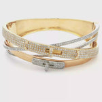 Load and play video in Gallery viewer, 18KT Tri-Color Gold Diamond Pavé Bangle Bracelet
