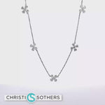 Load and play video in Gallery viewer, Floral Pear-Shaped Diamond Necklace in White Gold over Silver