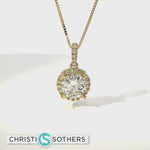 Load and play video in Gallery viewer, 14KT Yellow Gold 2.07ct Lab Round Diamond 4‑Prong Necklace
