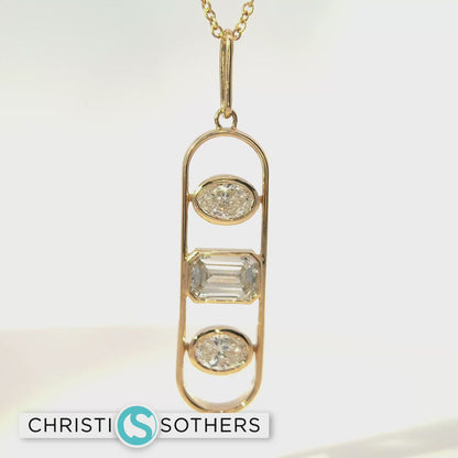 14KT Yellow Gold 2.56cttw Lab‑Grown Multi‑Shape Diamond Pendant