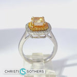 Load and play video in Gallery viewer, 14KT White Gold 2.57ct Lab Intense Yellow Cushion Cut Diamond Engagement Ring
