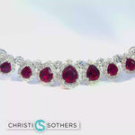 Load and play video in Gallery viewer, 18KT White Gold Vibrant Pear Ruby &amp; Diamond Pear Necklace
