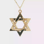 Load and play video in Gallery viewer, 14KT Yellow Gold Large Magen David Pendant (1.3&quot;)
