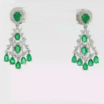Load and play video in Gallery viewer, 18KT White Gold Emerald &amp; Diamond Chandelier Earring
