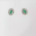 Load and play video in Gallery viewer, 14KT White Gold Emerald &amp; Diamond Pushback Stud Earrings
