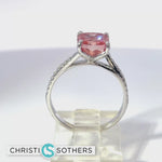 Load and play video in Gallery viewer, 14KT White Gold 2.63ct Lab Cushion Cut Pink Diamond Engagement Ring
