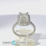 Load and play video in Gallery viewer, 14KT White Gold 3.69ct Lab Emerald Cut Diamond Engagement Ring
