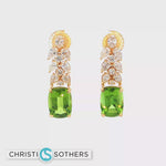 Load and play video in Gallery viewer, 18KT Yellow Gold Peridot Drop Earrings with Diamond Accents (7.57 cttw)