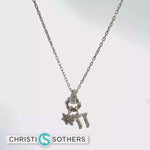 Load and play video in Gallery viewer, Sterling Silver Star/Chai Charm Necklace with Round Cut CZs
