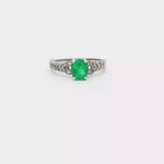 Load and play video in Gallery viewer, 14KT White Gold Emerald &amp; Diamond Engagement Ring
