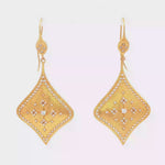 Load and play video in Gallery viewer, 18KT Yellow Gold Matte-Brushed Diamond Dangle Earrings (1.26 cttw)
