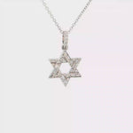 Load and play video in Gallery viewer, 14KT White Gold Baguette Diamond Magen David Pendant
