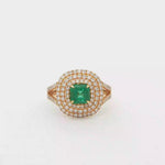 Load and play video in Gallery viewer, 18KT Yellow Gold Princess Emerald &amp; Diamond Ring
