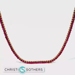Load and play video in Gallery viewer, 18KT Yellow Gold Lab-Grown Ruby Tennis Necklace (31.53 CTTW)
