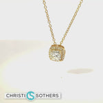 Load and play video in Gallery viewer, 14KT Yellow Gold 0.86ct Lab Cushion &amp; Round Diamond Basket Necklace
