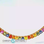 Load and play video in Gallery viewer, 18KT Yellow Gold Rainbow Sapphire Tennis Necklace (55.48 CTTW)
