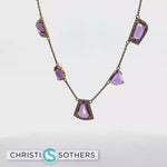 Load and play video in Gallery viewer, 18KT Yellow Gold Amethyst Charm Necklace with Diamond Accents (5.73 cttw)